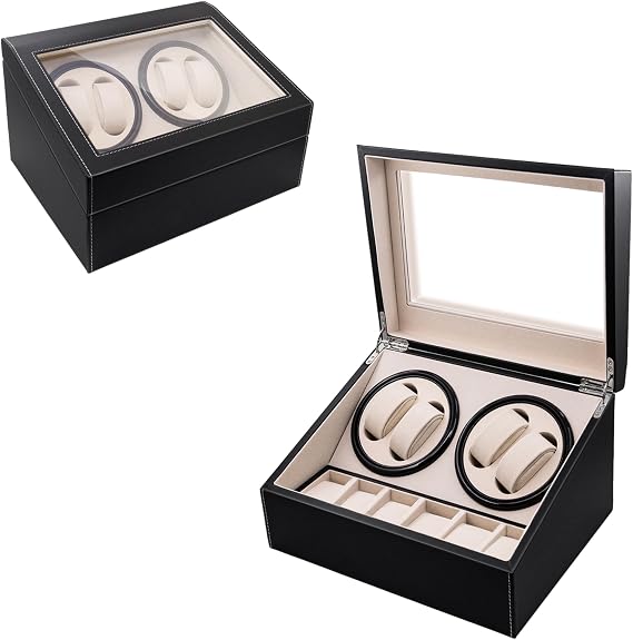 Mcbazel Automatic Watch Winder Box with 4 Watch Winder & 6 Extra Storage Space