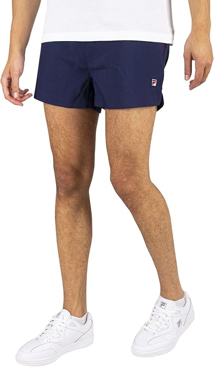 FILA Men's Hightide 4 Terry Pocket Stripe Shorts, Peacoat/Chinese Red, 3XL