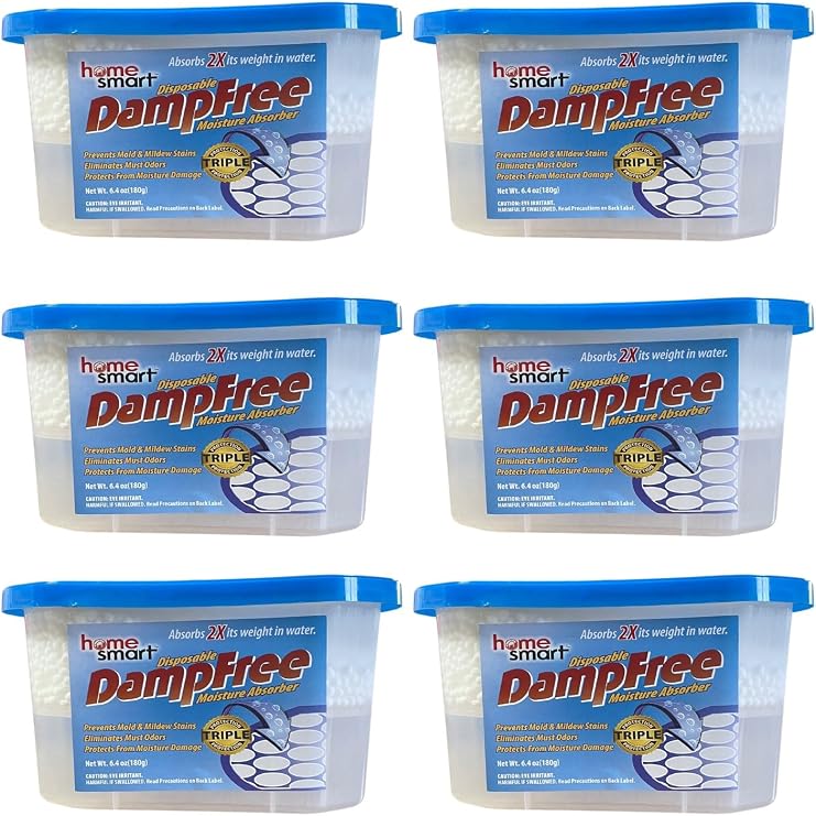 Moisture Absorber & Humidity Eliminator Disposable Dehumidifier for Closets, Basements, Bathrooms & RV Damp Rid Style Odor Remover, Mold & Mildew Prevention for Home Storage (Pack of 6)
