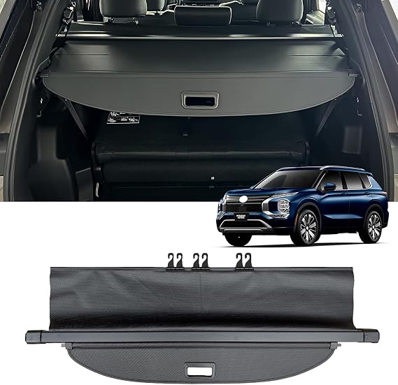 AUXKO Retractable Cargo Cover for Mitsubishi Outlander 2025-2022, Trunk Cover Luggage Security Shade Cover for 2025 2024 Outlander Shielding Anti-Peeping Privacy Screen Carbon Fiber(Not for Sport)
