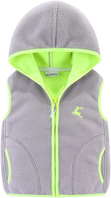 LittleSpring Boys Girls Fleece Vest with Hood Warm Zip Up Fall Winter Outerwear