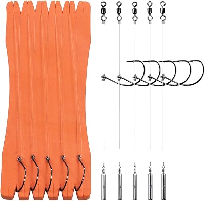 THKFISH 5PCS Bass Fishing Drop Shot Rigs with Wacky Rig Hooks, Drop Shot Weights, Swivel, Wire Leader Line