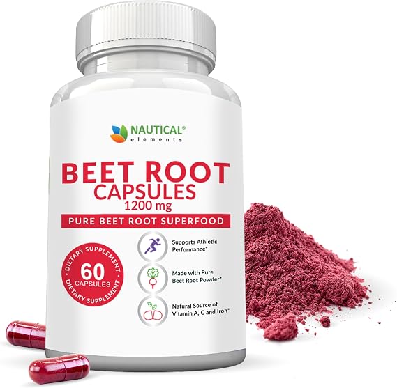 Beet Root Capsules - 1200mg Per Serving - 60 Beet Root Powder Capsules - Beetroot Powder Supports Blood Pressure, Athletic Performance, Digestive, Immune System (Pure, Non-GMO & Gluten Free