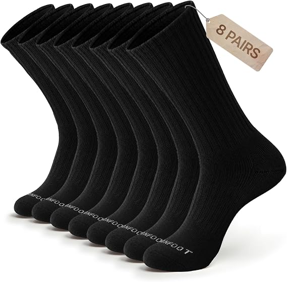 MONFOOT 3-8 Pairs Cushioned Athletic Crew Socks Women Men Moisture-Wicking