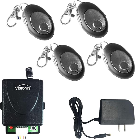 RF 12V 1CH Wireless Receiver with 4 Remote Control Transmitters 315Mhz for Door Gate Garage Opener Access Controller Switch Relay - Visionis FPC-5229