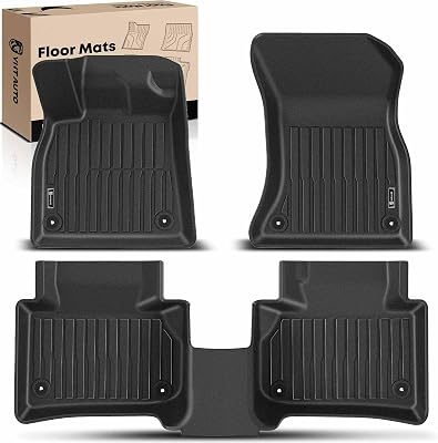 YHTAUTO Floor Mats Fit 2018-2025 Audi Q5 SQ5, TPE Floor Liners All-Weather Protection Custom Fit, 1st & 2nd Row, Set of 3 Black
