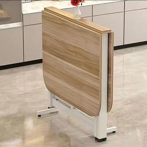 Drop Leaf Dining Table, Folding Dining Table, Wooden Foldable Kitchen Table, Multifunction Expandable Table, Foldable Extendable Space Saving Furniture, Foldable in 3 Forms, for Kitchen, Living Room (