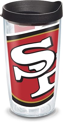 Tervis NFL San Francisco 49ers Colossal Tumbler with Wrap and Black Lid 16oz, Clear