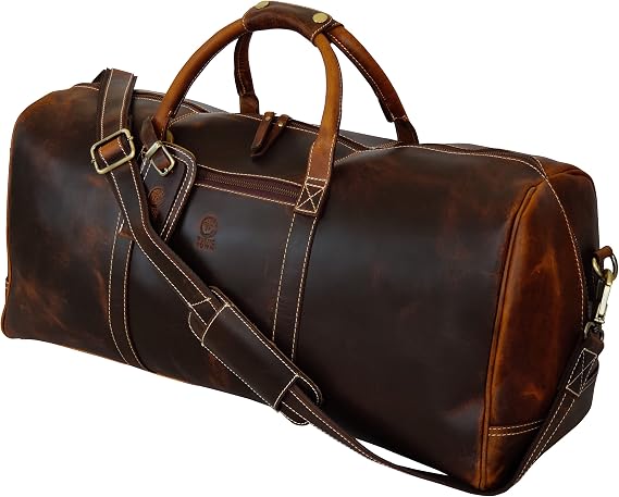 24" Leather Duffle Bag for Men - Full Grain Travel Overnight Weekender