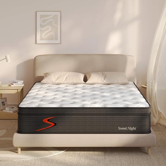 Sweetnight 10 Inch Full Mattress in a Box - Gel Memory Foam & Pocketed Spring Hybrid Mattress, Medium Firmness, Black