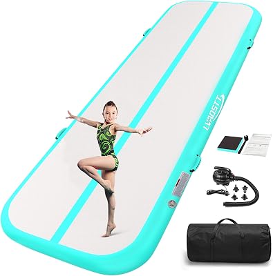 Gymnastics Air Tumbling Mat 13ft16ft20ft Tumble Track, Inflatable Tumbling Mat 48 inch Thickness with Electric Air Pump for Home UseTumbing MeditationCheerleadingWater Use