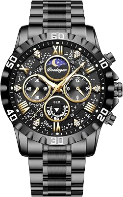 Mens Luxury Military Quartz Watch Casual Sport Man Starry Elements Designed Dial Wristwatch Waterproof Luminous Chronograph Stainless Steel Men Watches