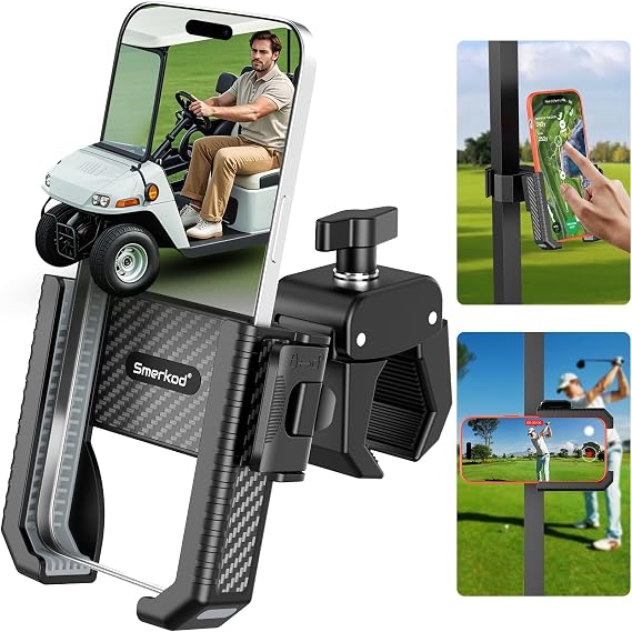 Golf Cart Phone Holder Mount, 3s Phone Clip Install 1s Lock/Release