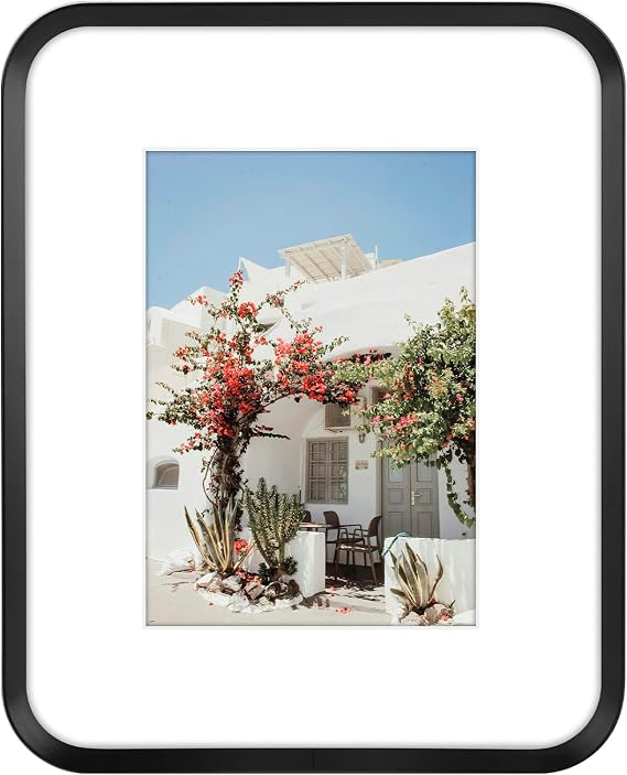 Golden State Art 8x10 Black Aluminum Picture Frame Mat for 5x7 Real Glass