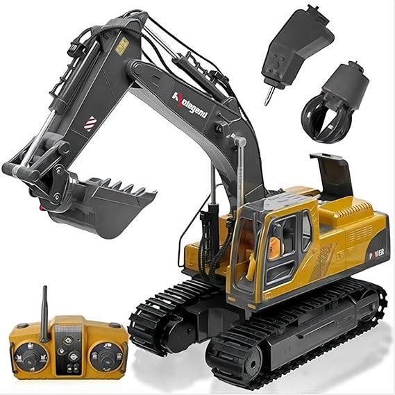 Oyuncak 2.4GHz Uzaktan Kumandalı Şarjlı Işıklı Metal Alaşım Paletli Hareketli Kepçe Rc Ekskavatör