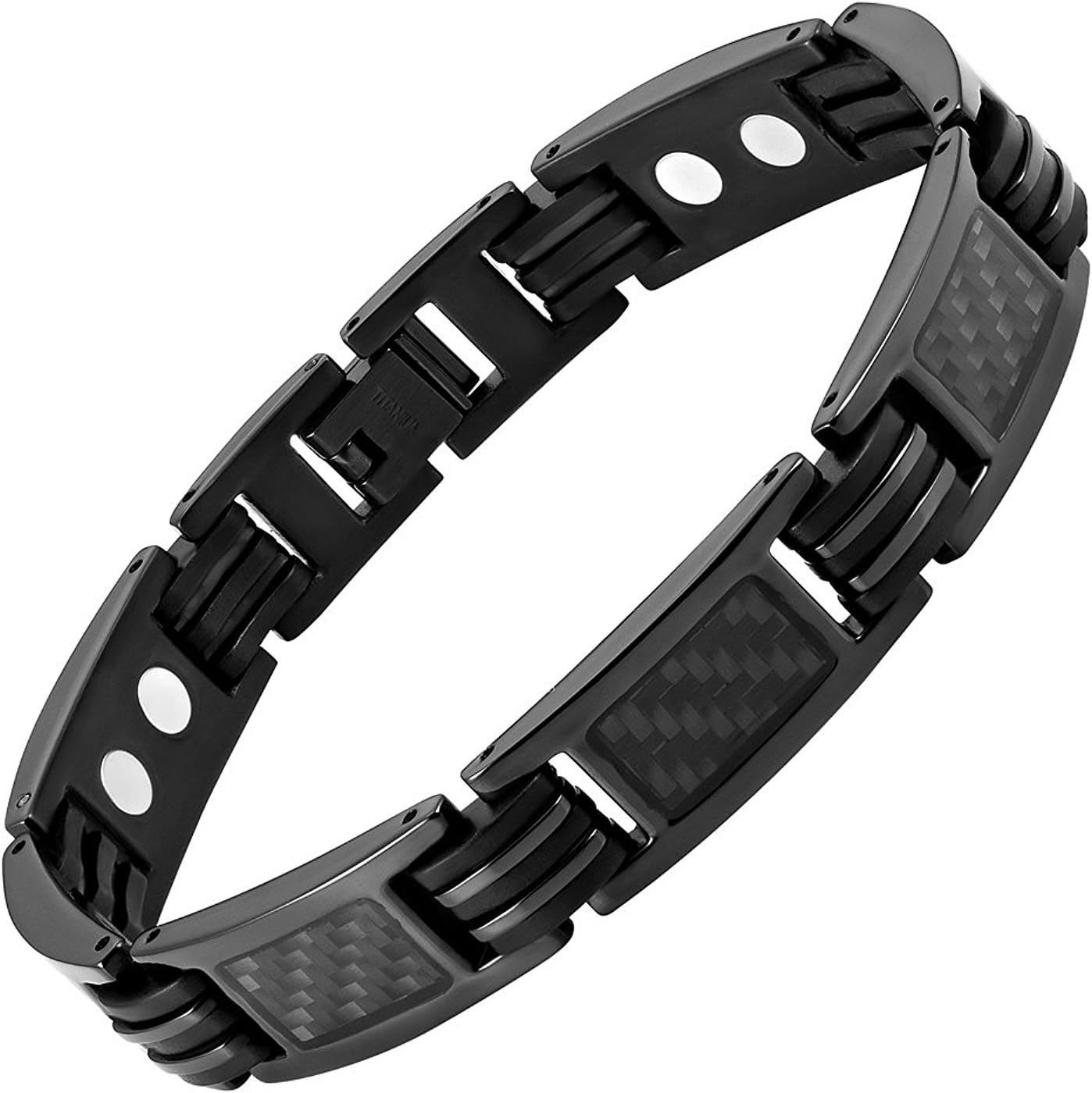 Willis Judd Mens Carbon Fiber Titanium Magnetic Bracelet Size Adjusting Tool and Gift Box Included