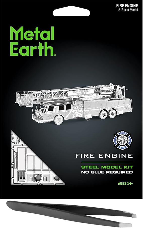Metal Earth Fire Engine 3D Metal Model Kit Bundle with Tweezers Fascinations