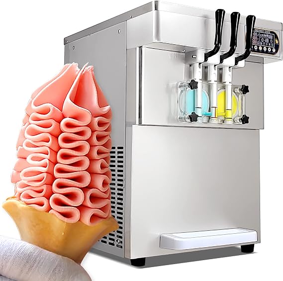 Kolice ETL certificate desktop 3 flavors countertop soft ice cream machine yogurt 2+1 mixed flavors soft ice cream machine gelato soft ice cream maker | 110V 2000W
