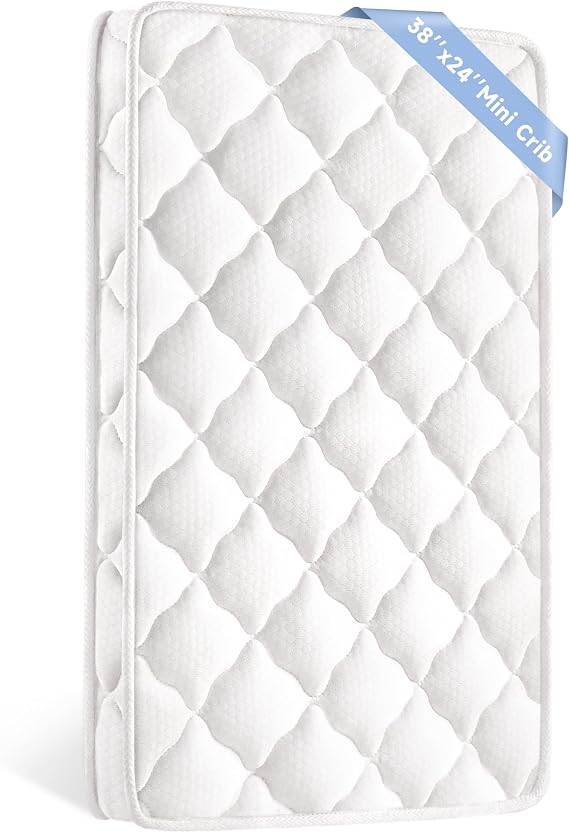 Pro Goleem Mini Crib Mattress, 38x24 Dual Sided with Firm Support and 3" Thick Premium Foam, Hypoallergenic, Comfort, Breathable, Quiet & Odorless, Fits Mini and Portable Travel Cribs