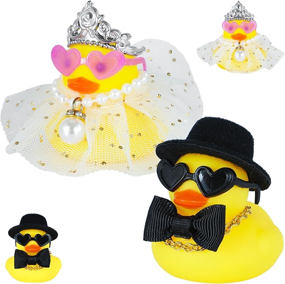 Wedding Rubber Ducks Set of 2 Bride and Groom Duckies Just Married Decorations for Car, Home, Cake Topper, Funny Wedding Party Favors, Unique Marriage Gifts for Couple Ceremony Souvenirs