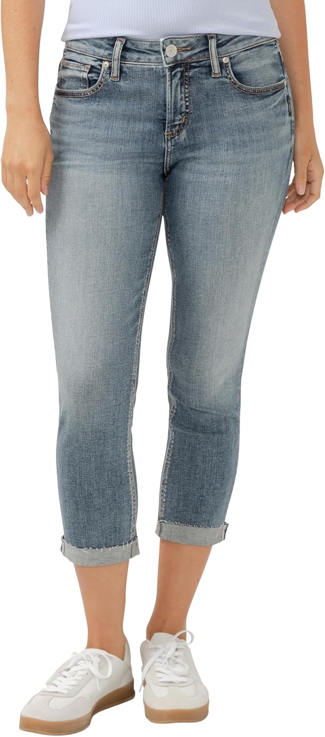 Silver Jeans Co. Womens Elyse Mid Rise Comfort Fit Capri Jeans