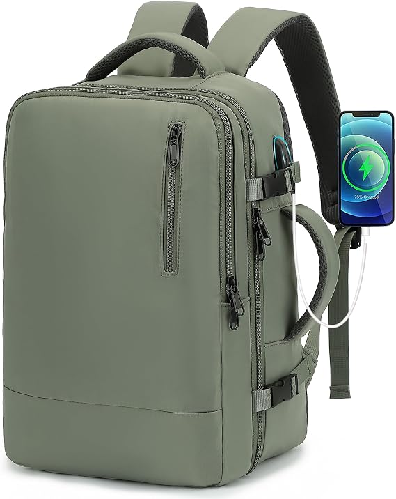 TANTOMI Travel Backpack for Women Men, 15.6 Inch Laptop Backpack Flight Approved, Small Carry-On Bags with USB Charging Port & Shoe Pouch, Casual Daypack on Airplane for Weekender Work Business,