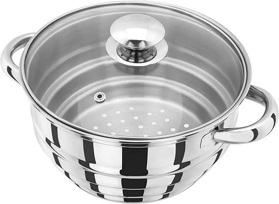 Judge Steamer Insert Stainless Steel Stepped Steamer Insert Colander with Twin Handles fits most 16cm, 18cm or 20cm Pans