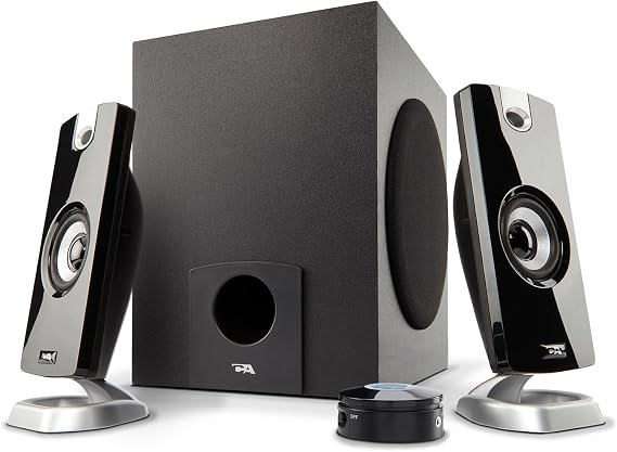 Cyber Acoustics CA-3090 2.1 Speaker System with Subwoofer with 18W of Power Easy Setup and Convenient Controls, Great for Music, Movies, and Gaming | Includes video game adapter cable and for gaming, audio and entertainment