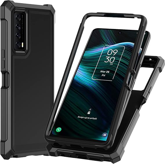 Ailiber for TCL Stylus 5G Phone Case, Dual Layer, Screen Protector-Black | Air-Guard Corners, Shockproof Flexible TPU Bumper, Slim Hard Back Soft Edge, Scratch-Resistant Military Grade Protective