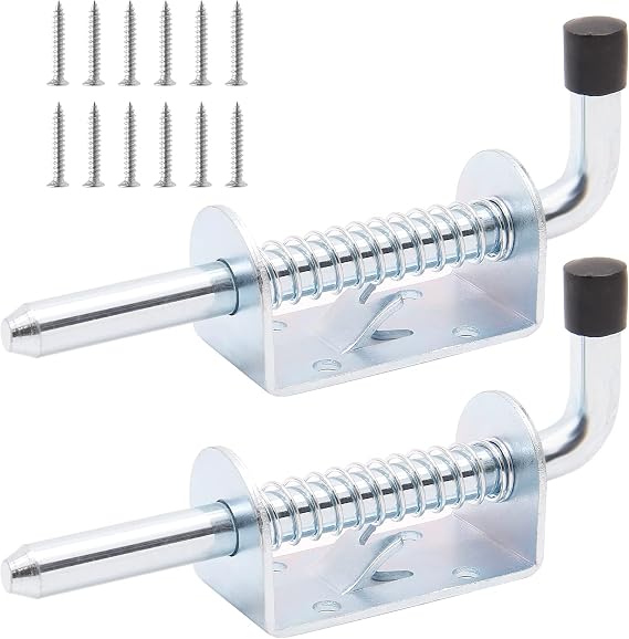 5 Inch Spring Loaded Gate Latch Pin, 2pcs Barrel Bolt Spring Latch