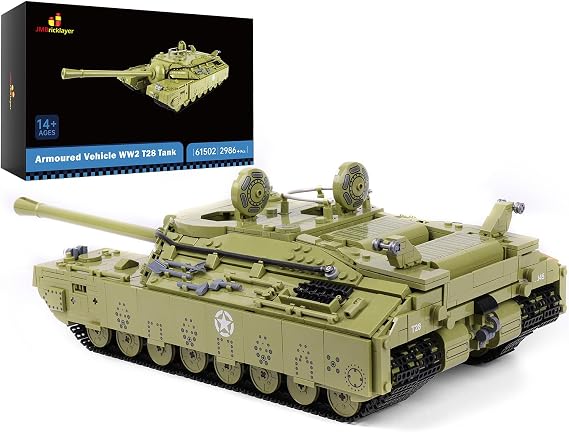 JMBricklayer Tank Building Sets for Adults, WW2 Military T28 Heavy Tank Model Kit, Army Construction Vehicle Toy Home Decor History Collectible, Gifts for Men Teens Adults 61502