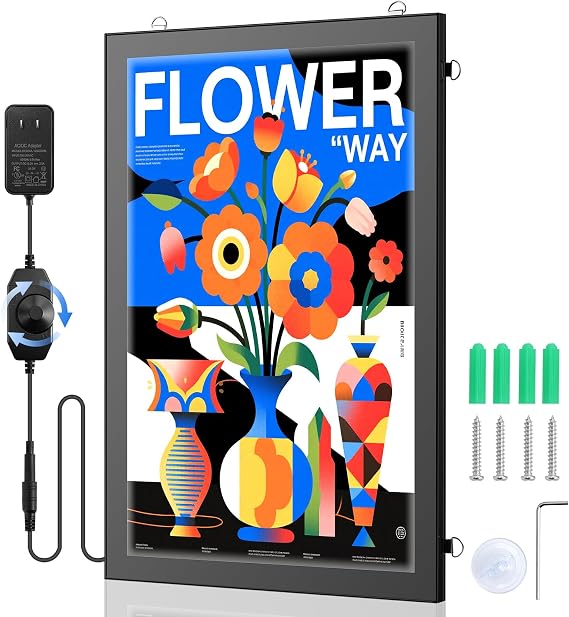 16x24 Led Movie Poster Frame with Dimmer A2 Backlit Poster Frame for Acrylic Art Poster Painting Christmas Birthday Gift for Kids Wife Husband Movie Theater Room