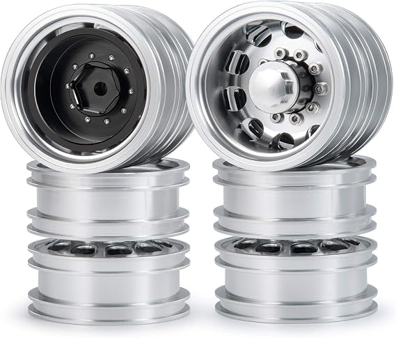 Que-T Metal Rear Wheel Rims Wheel Hubs for 1/14 RC Tamiya Trailer Tractor Truck Car, 4pcs/Set