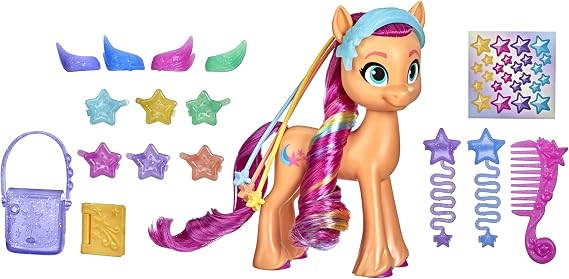 My Little Pony: A New Generation Rainbow Reveal Sunny Starscout - 6-Inch Orange Pony Toy with Surprise Rainbow Braid and 17 Accessories