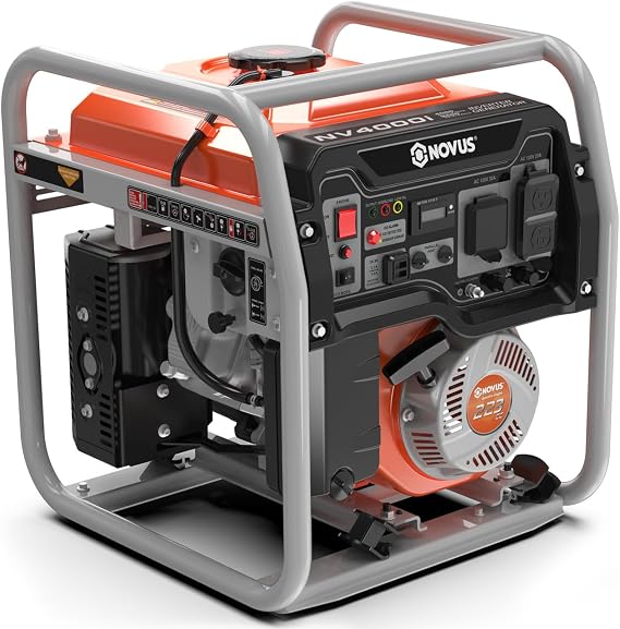 NOVUS Real 4000W Inverter Generator, Reliable 223cc Engine Gas Generator, Lightweight Outdoor Generator for Camping, Home and RV, with EPA Compliant, Eco Model Feature, GFCI Outlets and CO Sensor