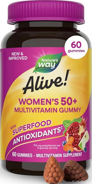 Nature's Way Alive! Women's 50+ Multivitamin Gummies, Mixed Berry, 60 ct