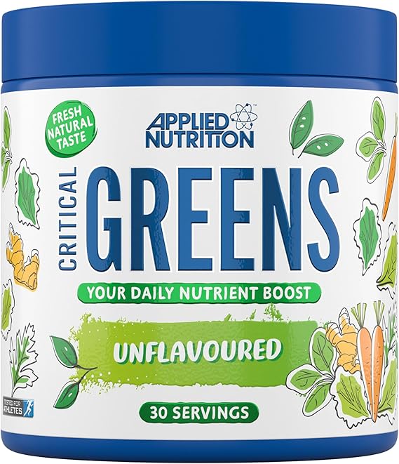Applied Nutrition Critical Greens Powder and Superfood Blend for Gut Health Energy and Immune Support Vegan Daily Greens Juice Powder (150g - 30 Servings) (Unflavoured)