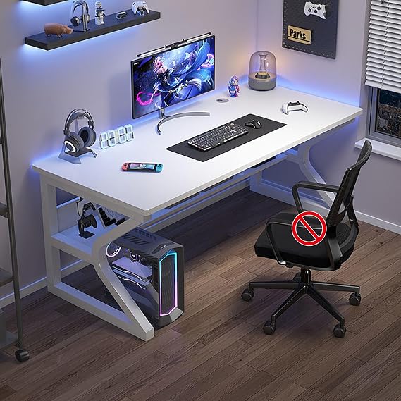 Desk, Computer Desk, Gaming Desk, Corner Desk, Computer Desk, Computer Desk, Study Desk, K-Shaped Leg Design, Width 31.5 x Depth 19.7 x Height 29.5 inches 80 x 50 x 75 cm, Easy to Assemble,