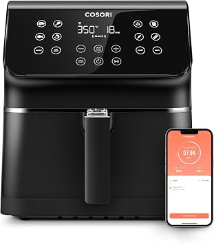 COSORI Air Fryer Pro Smart 5.8QT that Roast, Bake, 3-Way Control, 12-IN-1 Customizable Functions, Online Recipes, Detachable Basket, Works with Alexa & Google Assistant