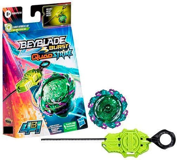 Hasbro Beyblade Burst QuadStrike Chain Kerbeus K8 Starter Pack, Battle Spinning Top with Starter, Toy Set