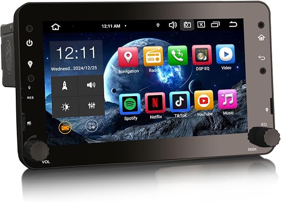Erisin 7 inch 8-Core 4GB RAM 64GB ROM Android 14 Car Stereo with Sat Nav for Alfa Romeo 159 Sportwagon Brera Spider Supports Bluetooth 5.0 CarPlay Android Auto WiFi 4G DAB+ DVR DSP RDS FM Canbus SWC