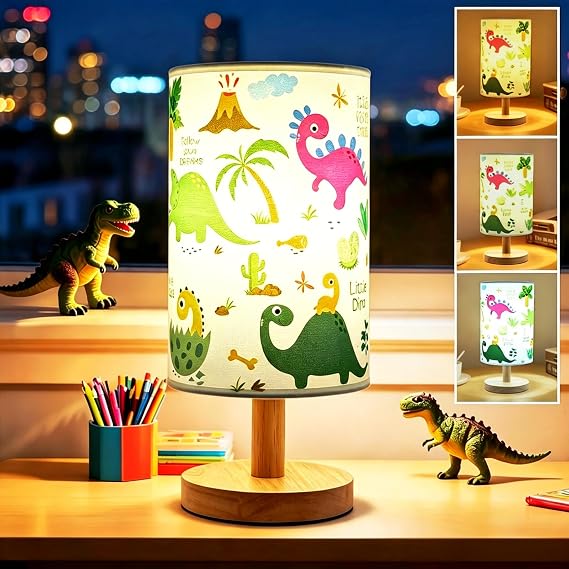 Dinosaur Lamp,Cute kids Table Lamps for Bedroom Boys Dino Decor Beside Lamp