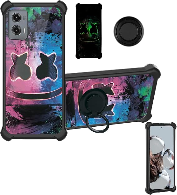 for Moto G 5G 2024 Case Compatible for Motorola Moto G Stylus 5g 2024 Phone Case Cover [Hard PC + Soft Silicone][Ring Support] [Luminous Effect] YGH-BQ
