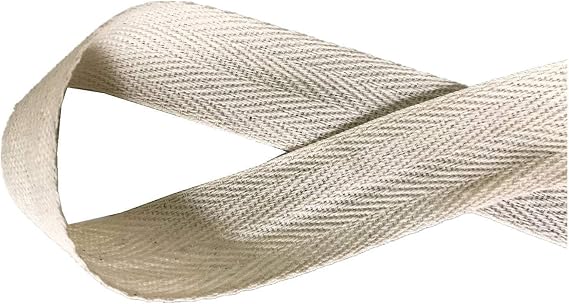 QIANF Twill Tape Ribbon 100% Cotton Natural Color 1/2 Inch Wide 50 Yard Roll Herringbone Tape(1/2 Inch-50Yard, Off-White)