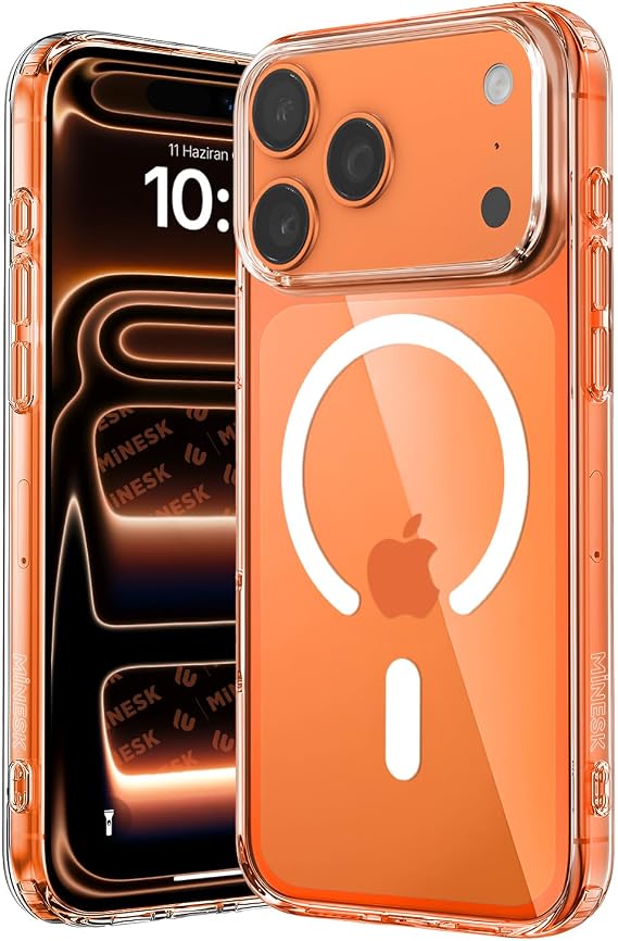 Minesk iPhone 17 Pro Max için Origin Serisi Magsafe ile Uyumlu Crystal Clear Super Şeffaf Materyal ve Yeni Nesil Manyetik Çember (17 Pro Max)