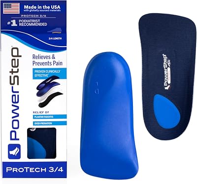 PowerStep ProTech 34 Orthotic Insoles - Medical Grade Arch Support Inserts for Plantar Fasciitis Relief- Made in USA - Maximum Cushioning  ShockAbsorb Orthotics M 7-8.5, W 9-10.5