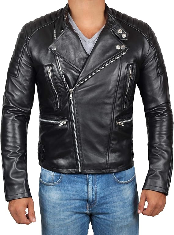 Decrum Cafe Racer Style Mens Leather Jacket