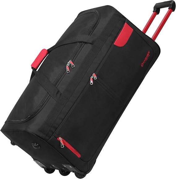 Rocklands® Lightweight Luggage Rolling Holdall Suitcase Wheeled Duffle Bag Cargo Sport Travel Bag RL501 (Red/Black, Large - 32" (H84 x L42 x W40 cm))