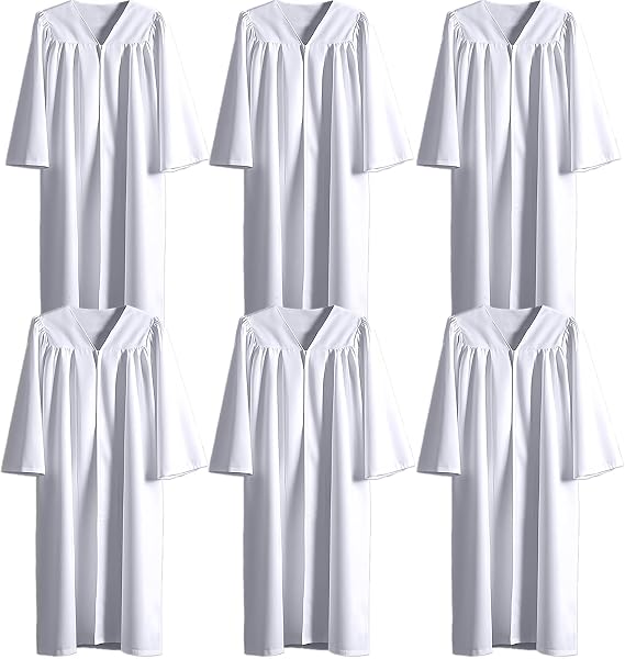 6 Pcs Choir Robes for Church adults Baptism Robes for Water Baptism Unisex Matte Graduation Gowns for College