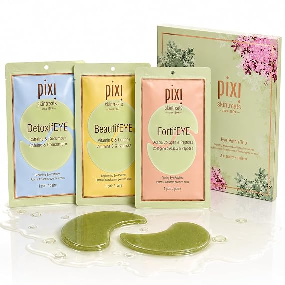 Pixi Beauty Eye Patch Trio | 3 Single Use Eye Patches for Depuffing, Hydrating & Toning Under-Eyes | 3 pairs, 6 patches